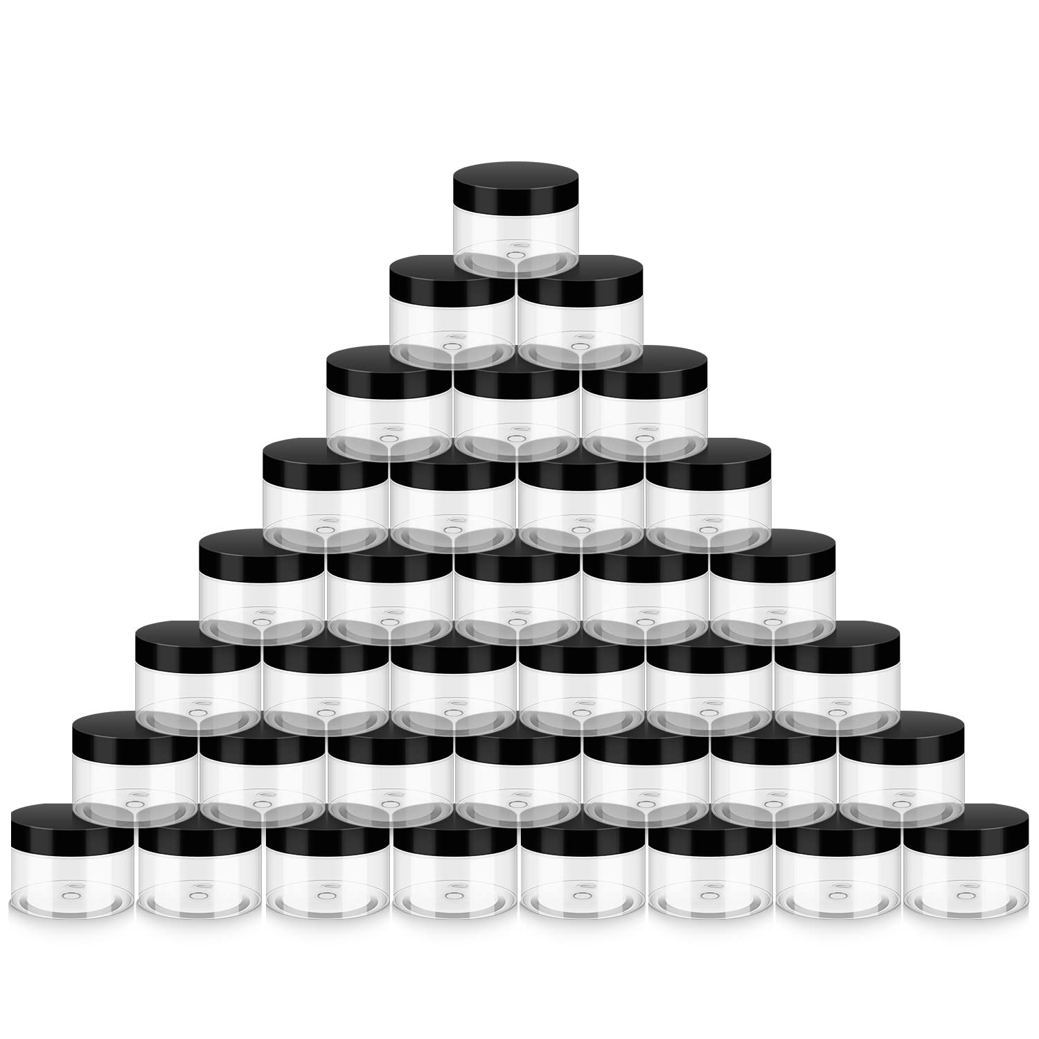 Loretoy front packaging showing 36 clear jars and lids for organized storage