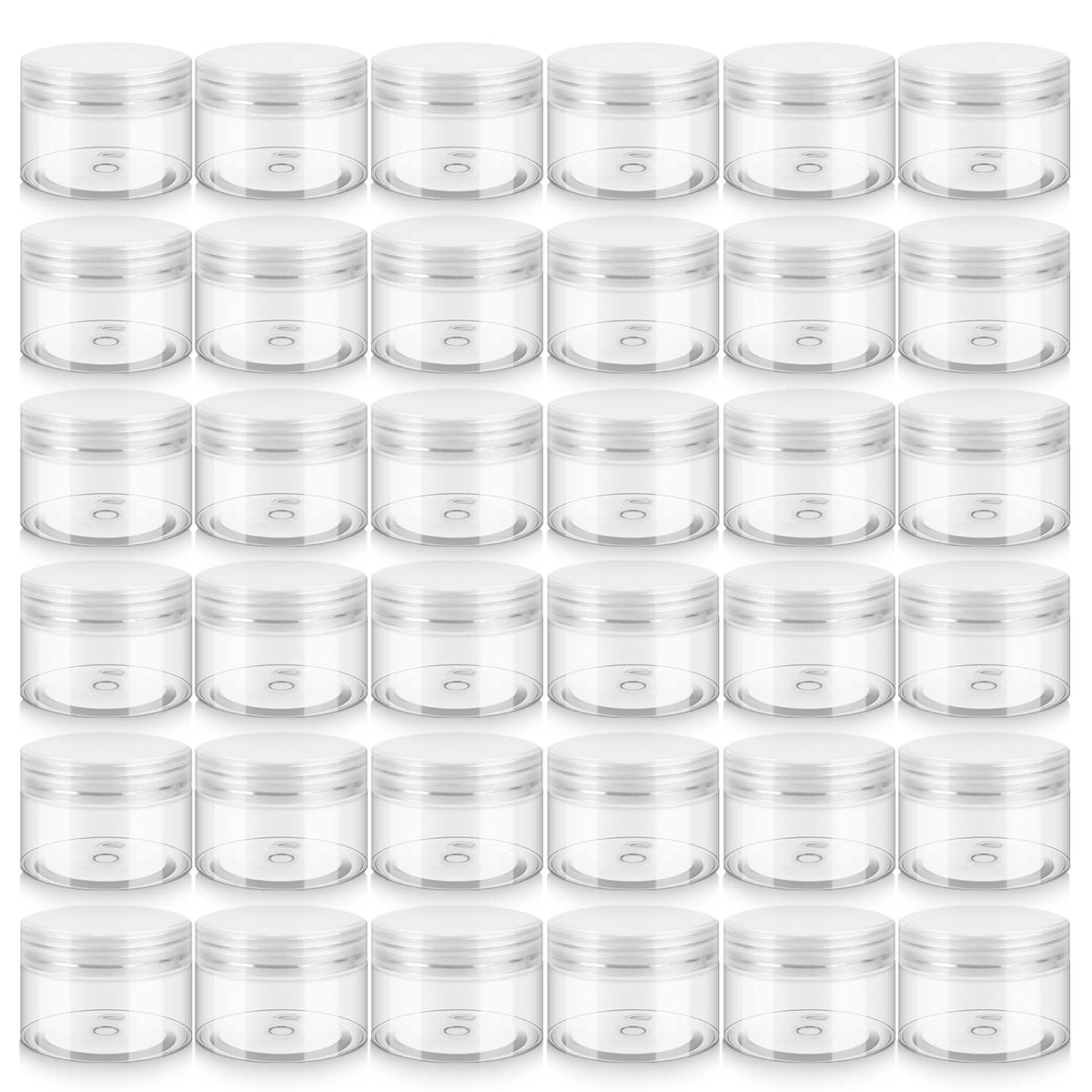 Loretoy front packaging showing 36 clear jars and white lids for organized storage