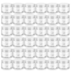 Loretoy front packaging showing 36 clear jars and white lids for organized storage