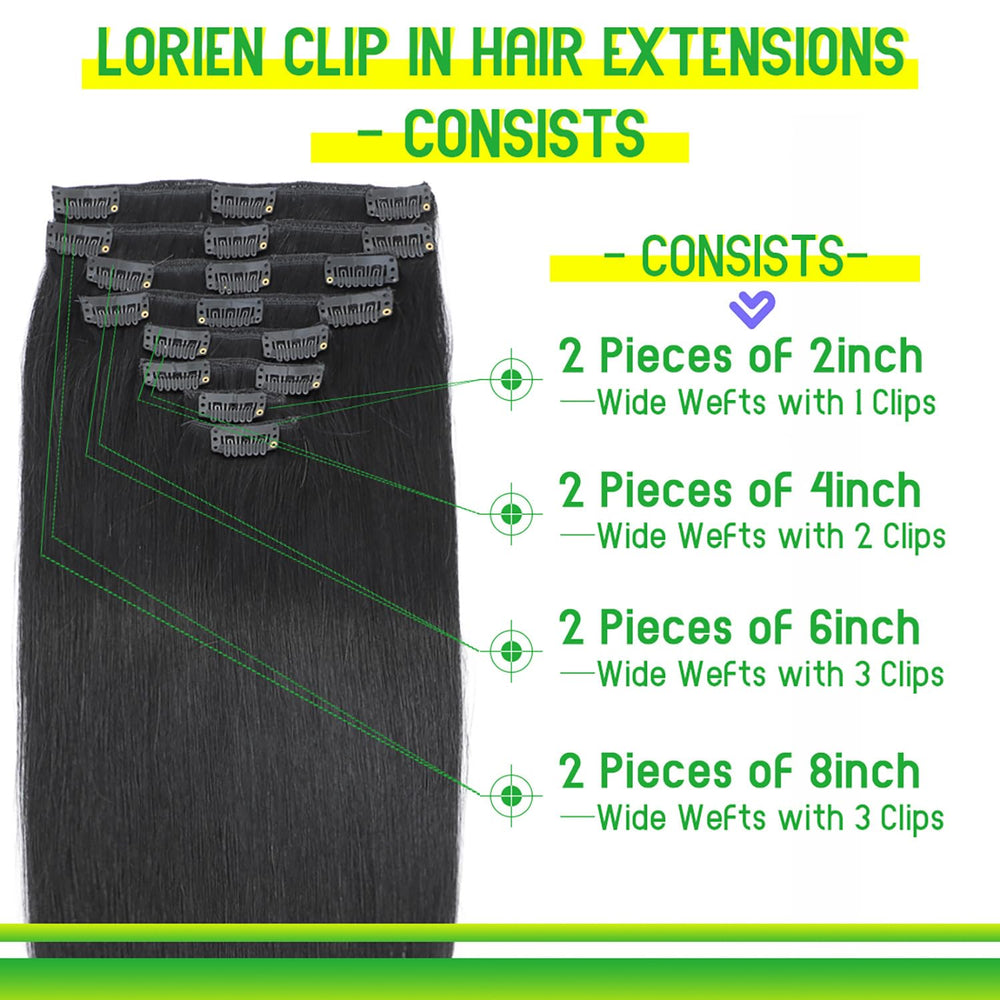 LORIEN clip detail with rubber lining for secure scalp-friendly hold