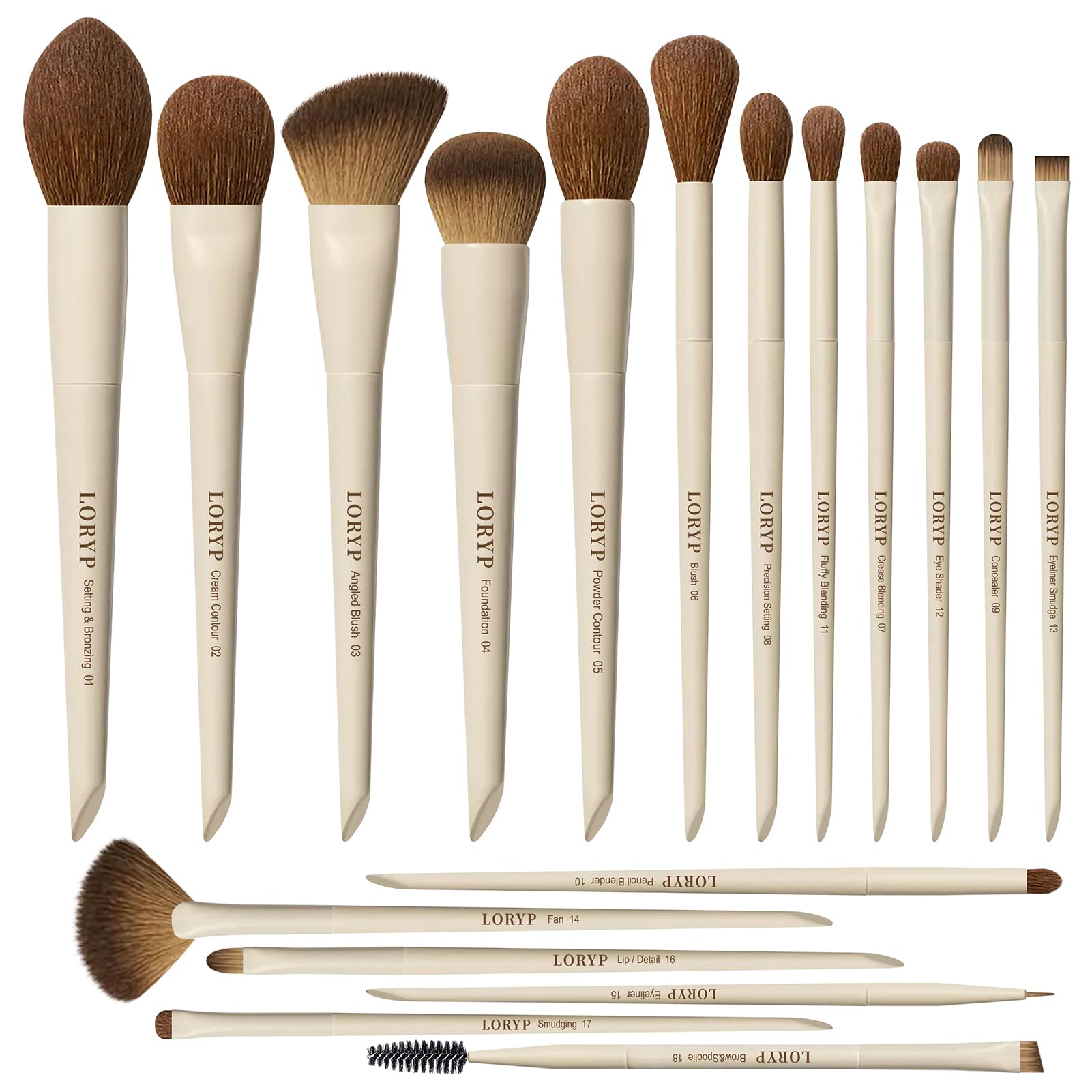 LORYP front view of khaki brush set showing organized kit and complete tools