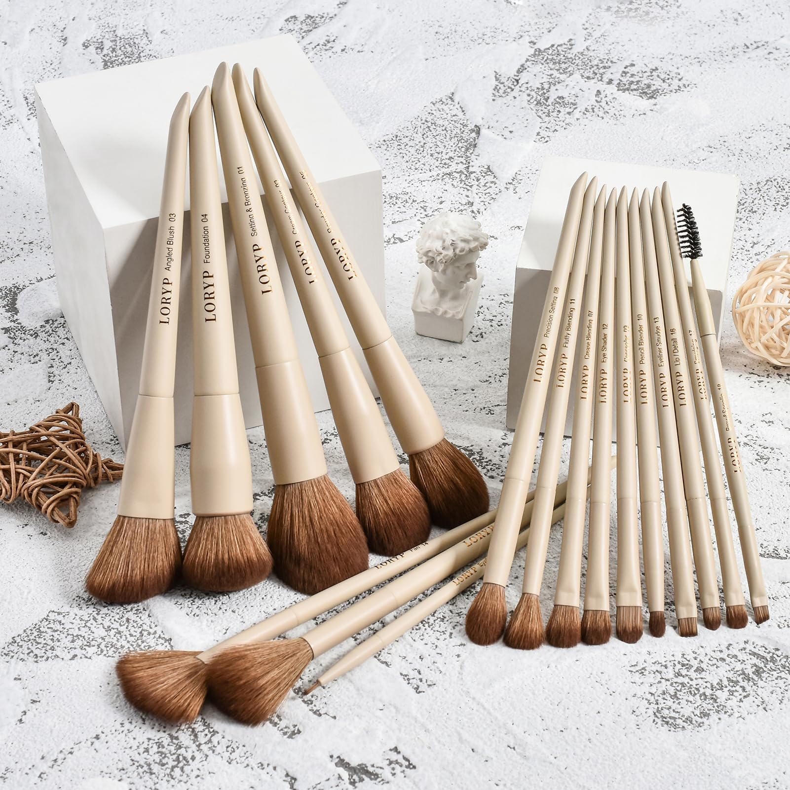 LORYP brushes styled on vanity showing elegant gift-ready presentation benefit