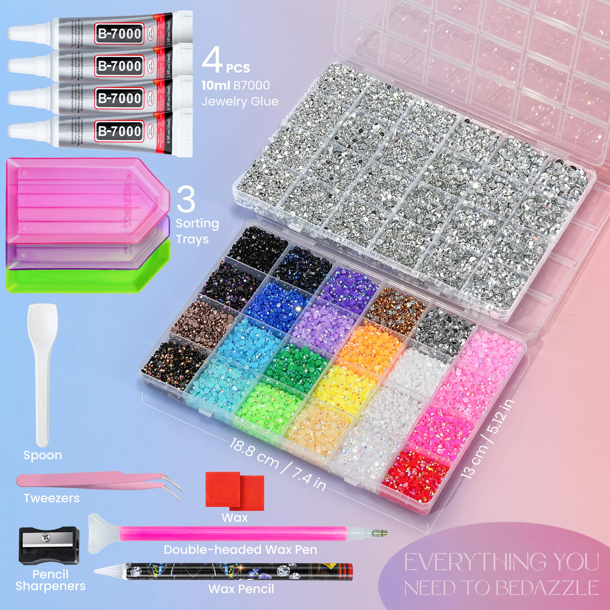 LOTWOW close-up of 3mm multicolor rhinestones revealing vibrant sparkle benefits