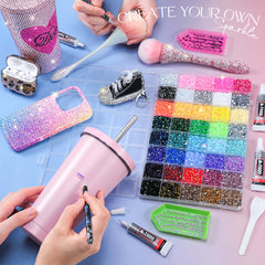 LOTWOW close-up of 40 rhinestone colors highlighting vibrant variety