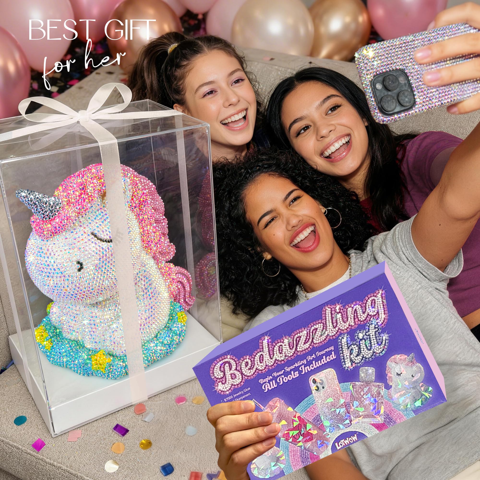 LOTWOW holographic gift box staged in a craft room highlighting premium presentation