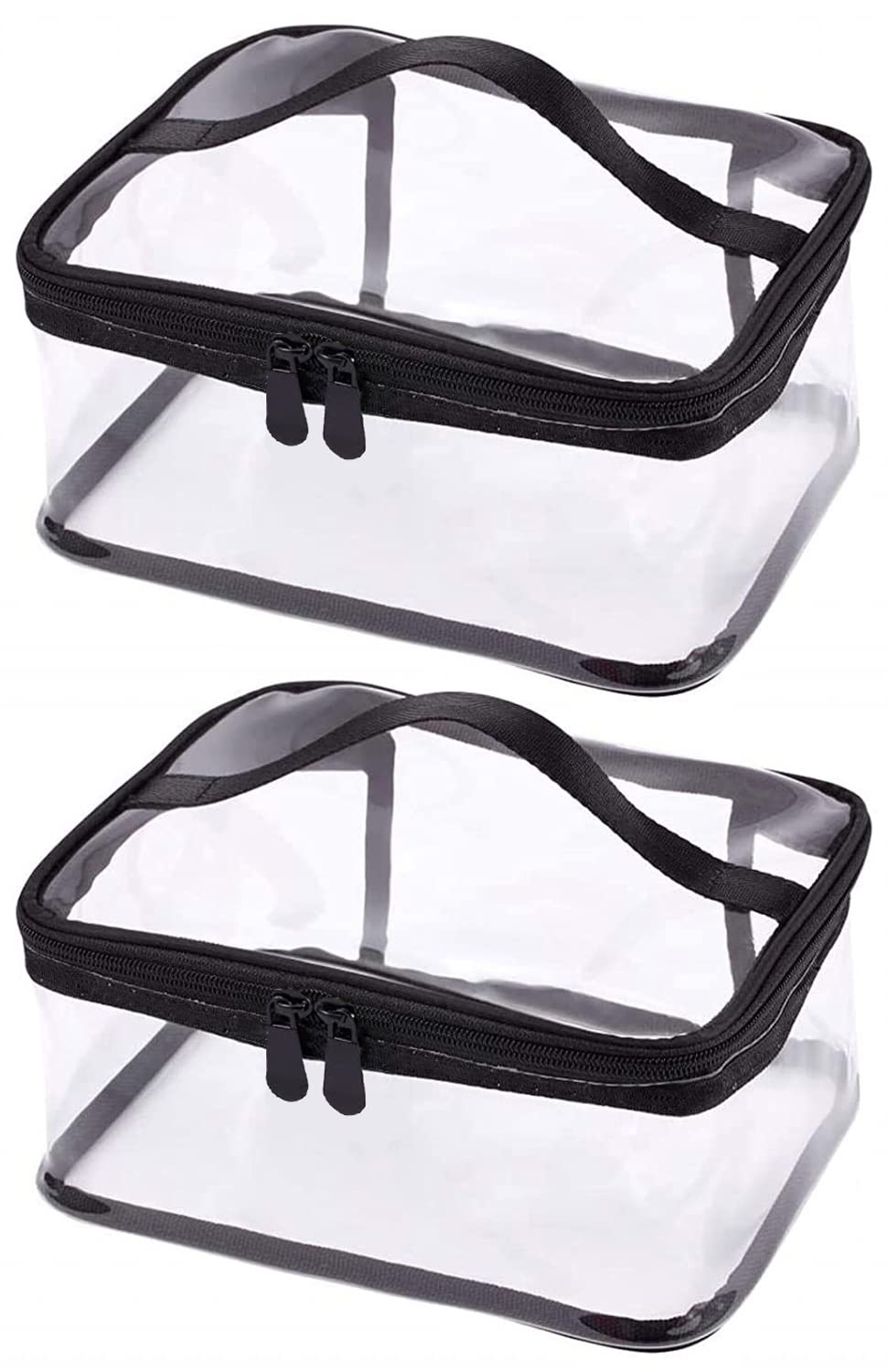 Louise Maelys front view showing clear pouch and secure double zippers