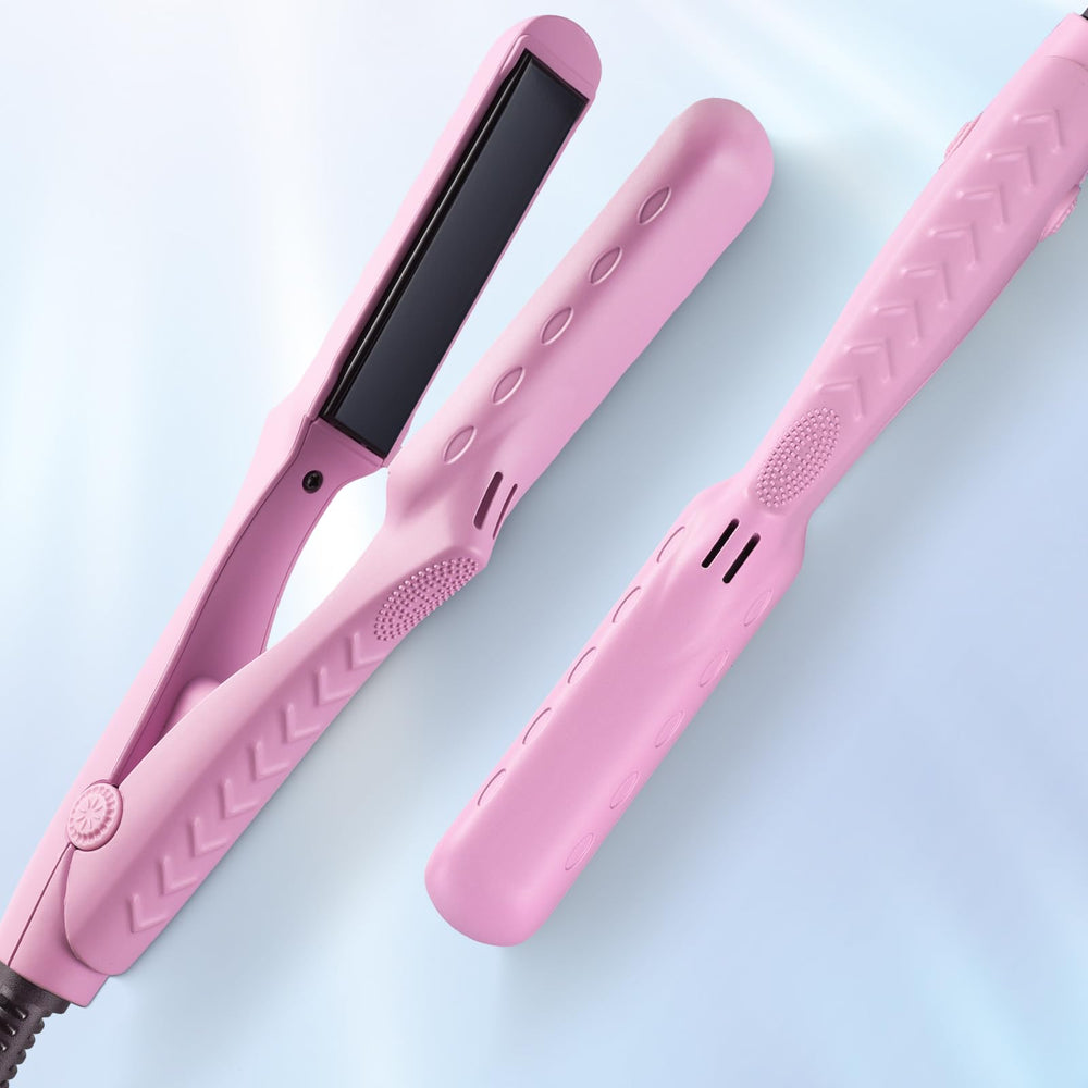 lovani flat iron LED indicator lit showing ready-to-use high heat
