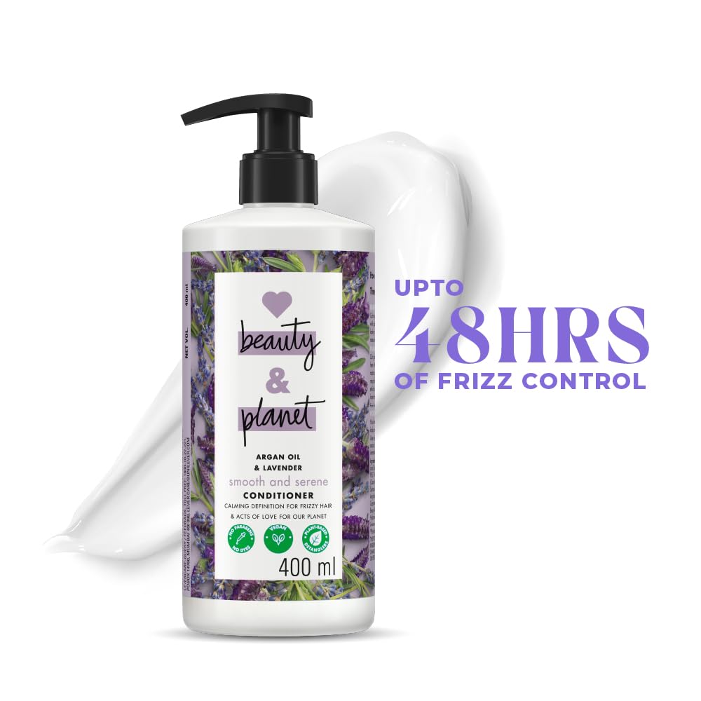 Love Beauty And Planet back label close-up listing ingredients and benefits