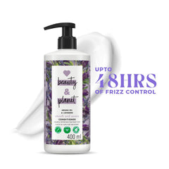 Love Beauty And Planet back label close-up listing ingredients and benefits