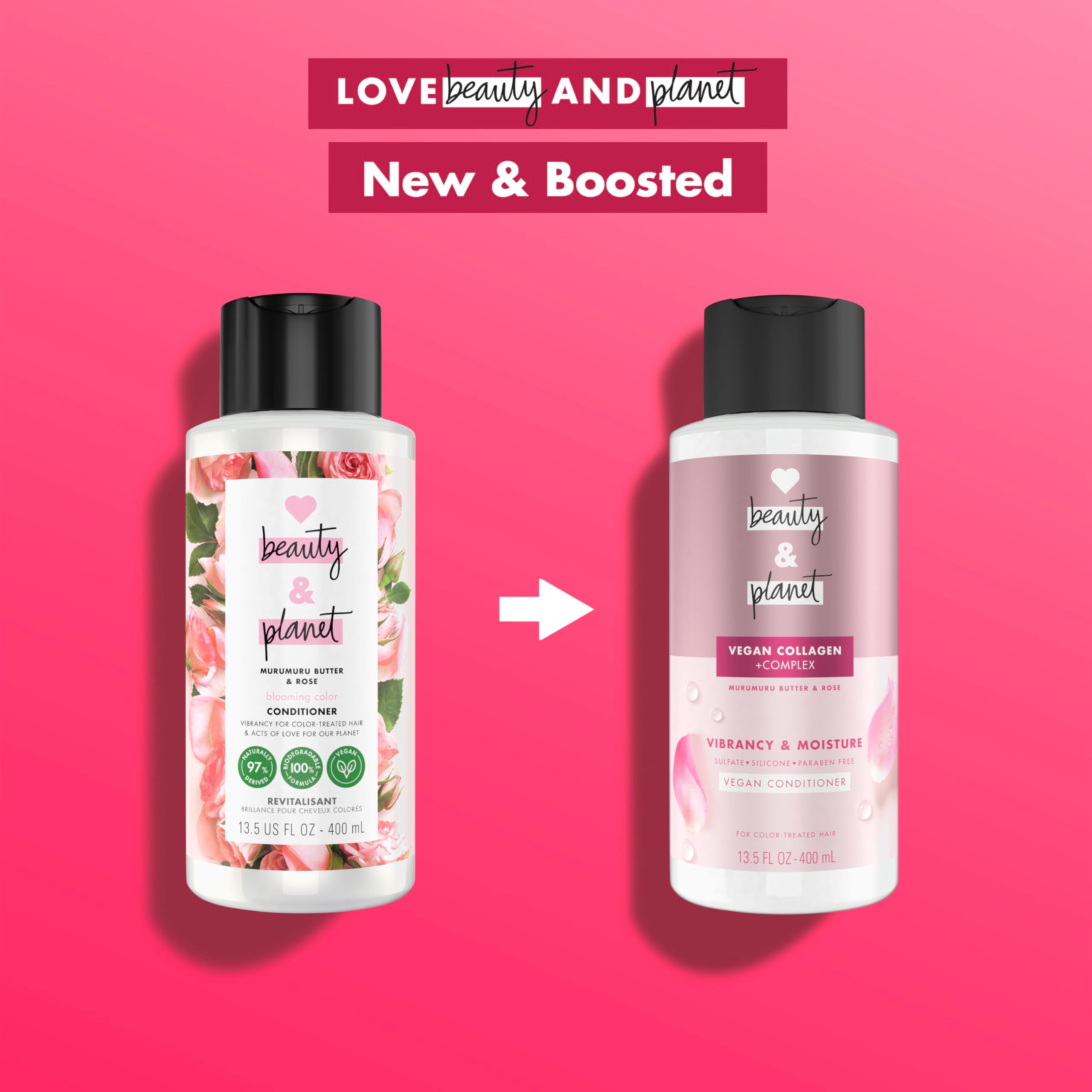 Love Beauty and Planet before and after showing improved color vibrancy benefit