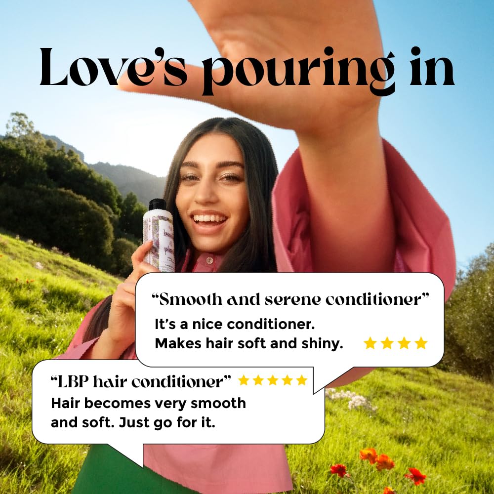 Love Beauty And Planet before and after frizz comparison illustrating smoothing effect