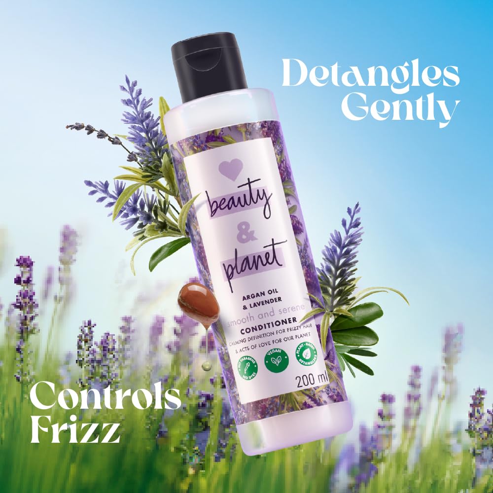 Love Beauty And Planet conditioner being applied to damp hair for smoother strands