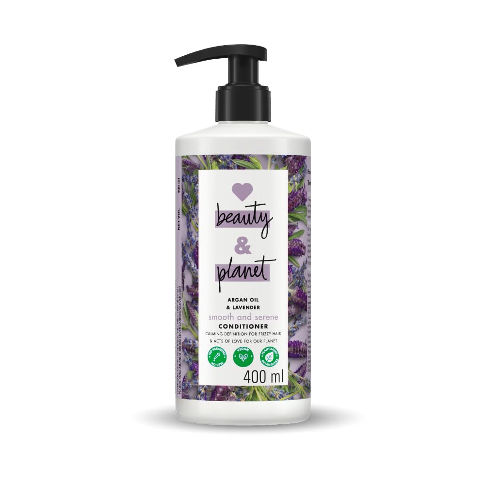 Love Beauty And Planet front 400ml bottle showing product and lavender benefit