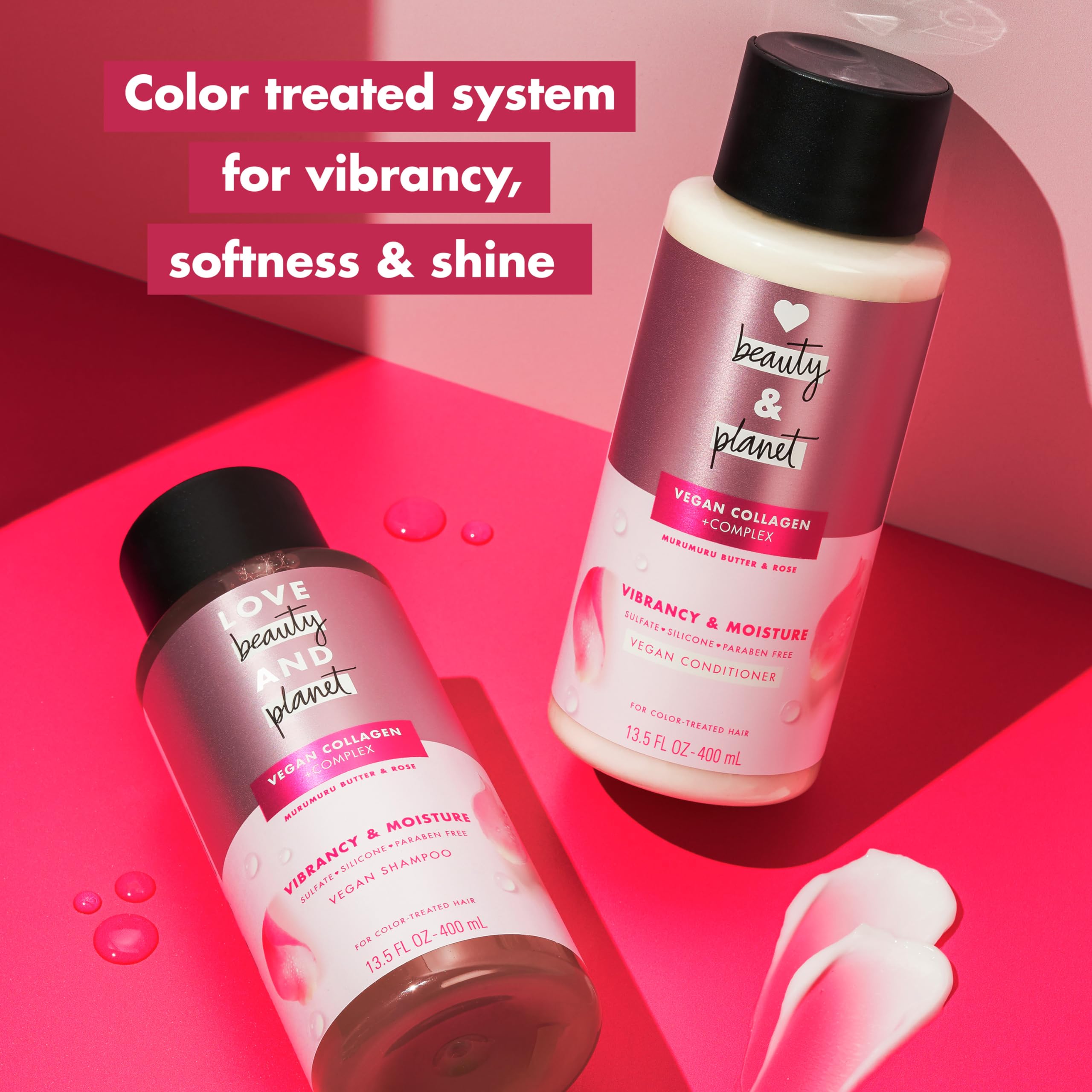 Love Beauty and Planet murumuru butter and rose petals showcasing natural ingredients benefit