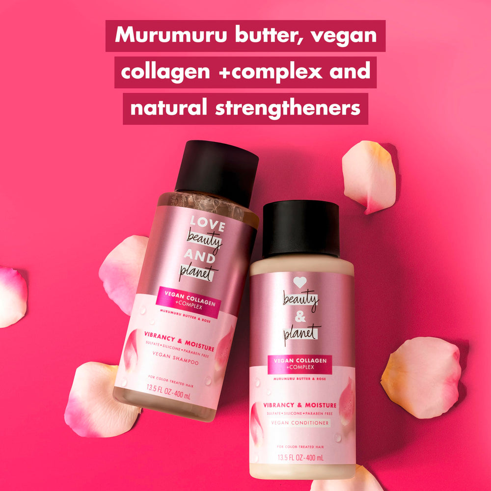 Love Beauty and Planet recycled bottle in hand highlighting sustainable packaging benefit