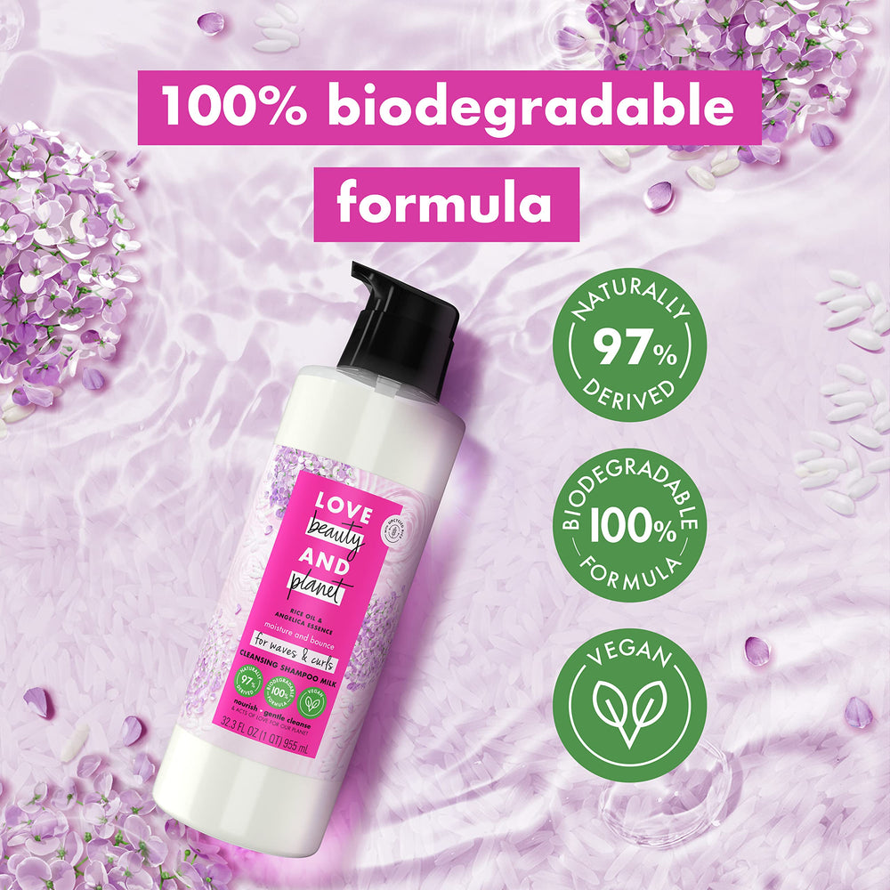 Love Beauty and Planet in-shower use on wet curls for defined, bouncy waves