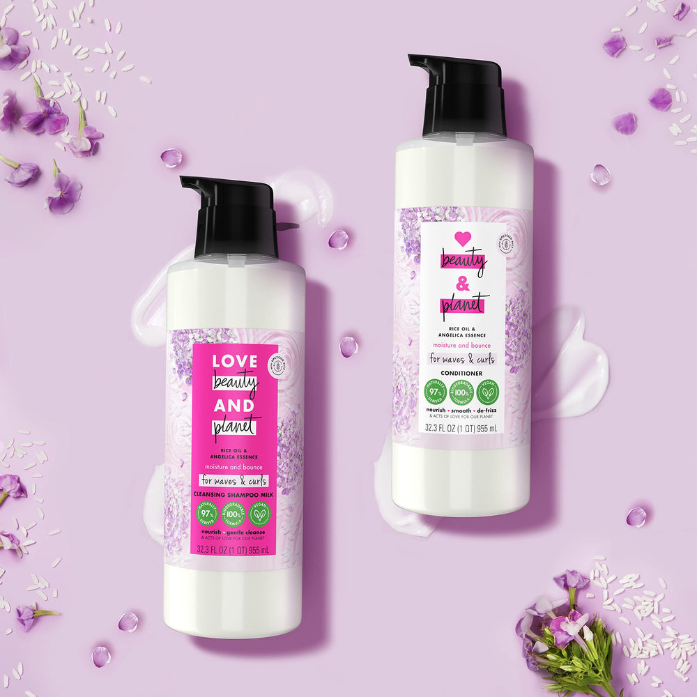 Love Beauty and Planet 32 oz bottle in hand showing large value size