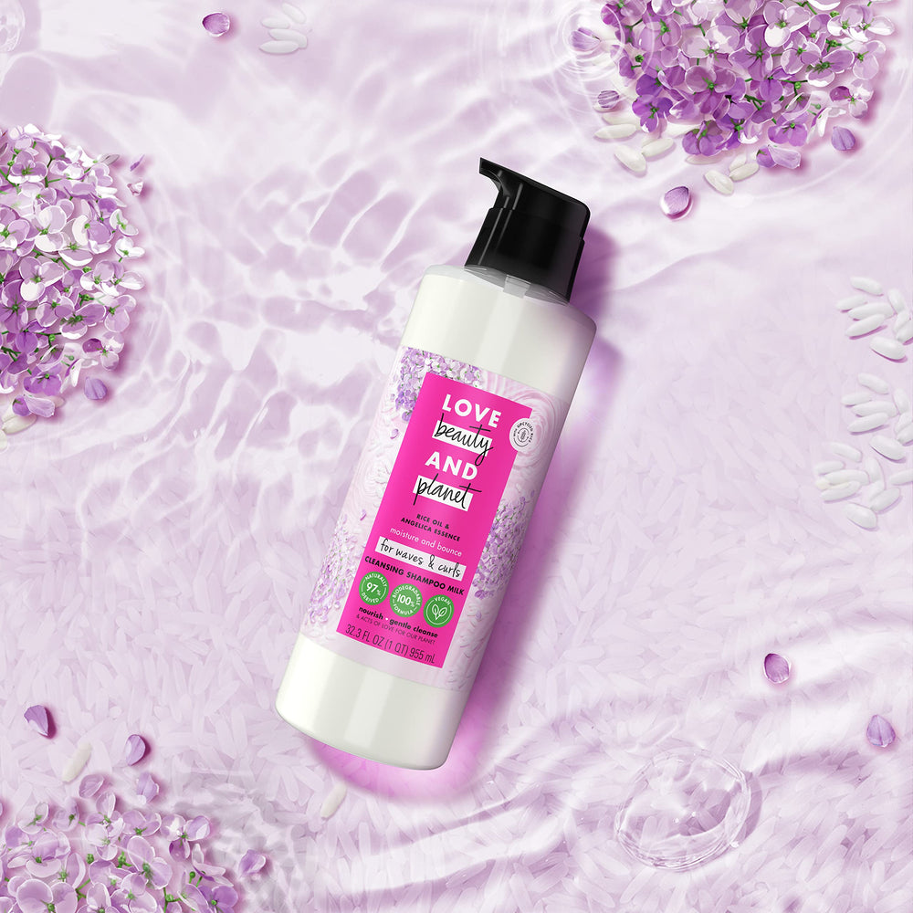 Love Beauty and Planet shampoo paired with matching conditioner for full routine