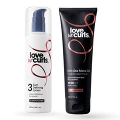 Love Ur Curls front packaging showing both products with clear benefit of complete curl routine