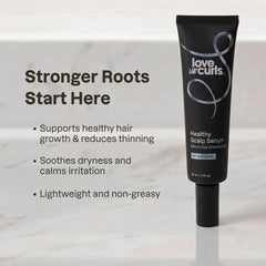 Love Ur Curls applying serum to scalp to show targeted use benefit