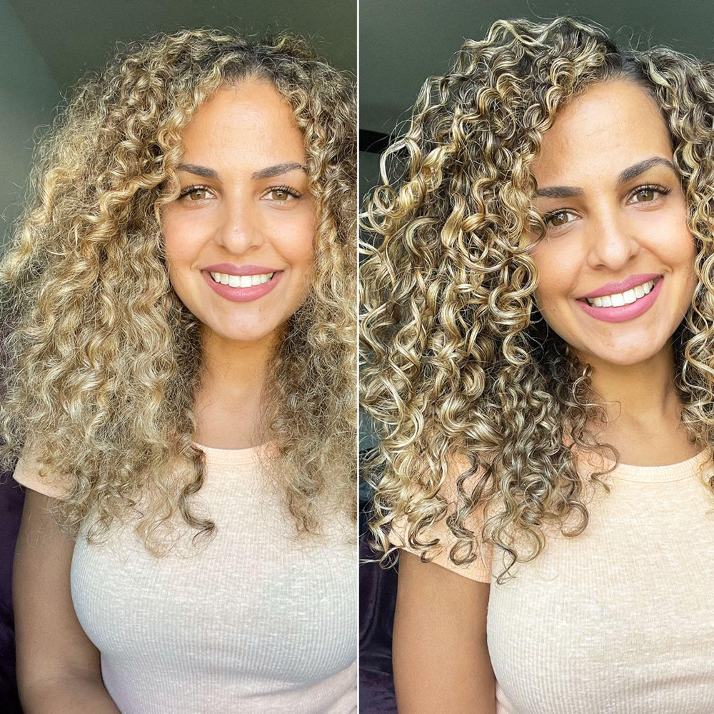 Love Ur Curls shampoo being poured to show gentle cleansing action