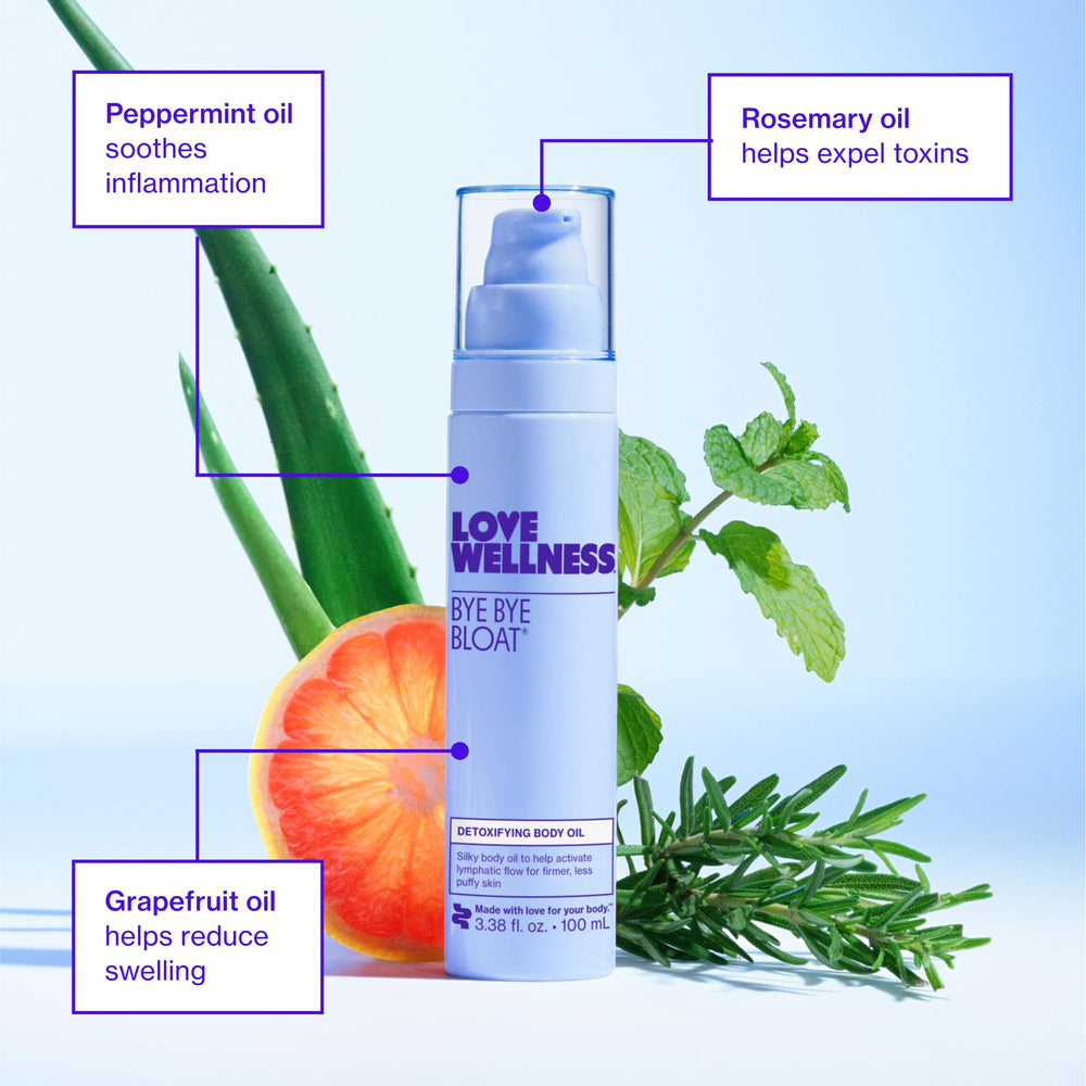 Love Wellness applied to abdomen during massage to ease puffiness feeling