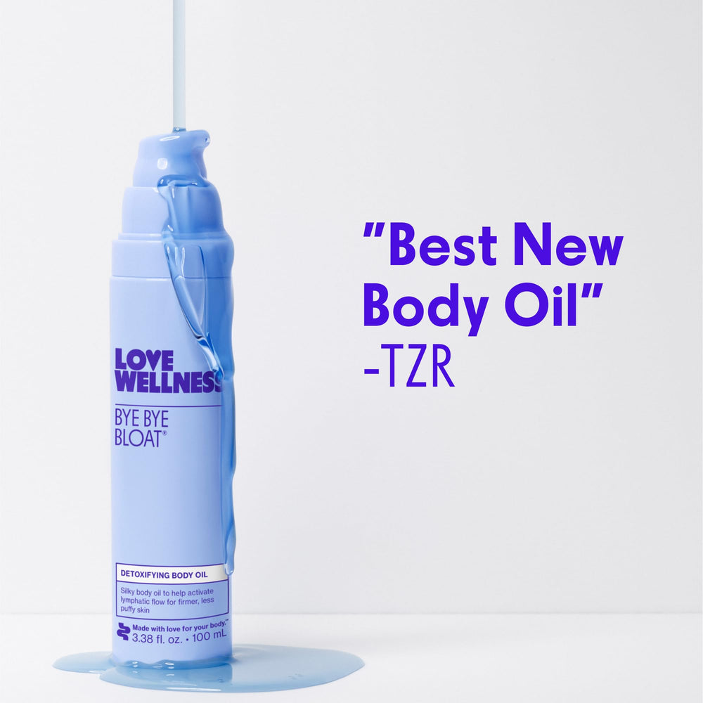 Love Wellness 100 mL bottle next to common items to show compact scale