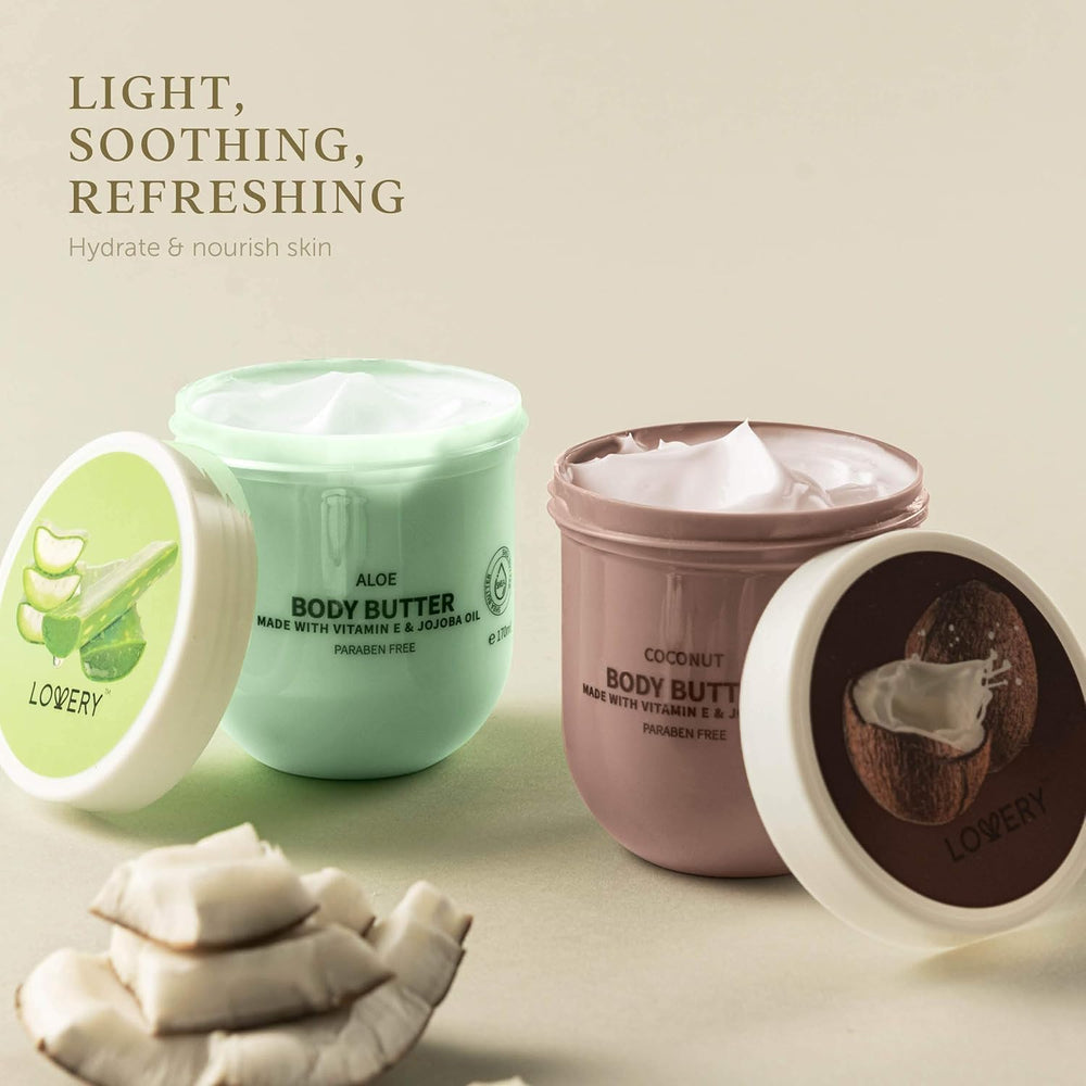 LOVERY ingredients close-up with shea and jojoba to highlight nourishing benefits