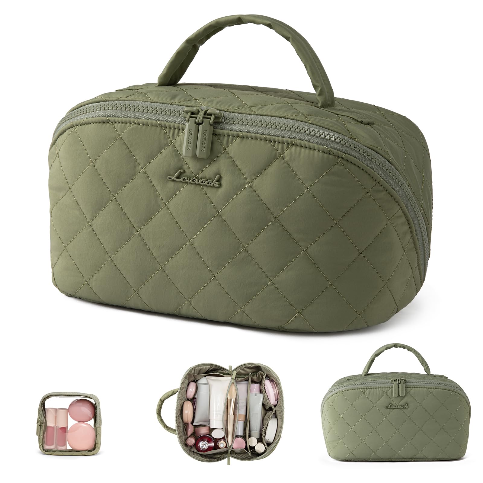 LOVEVOOK front view medium pouch shows organized storage and easy grab handle