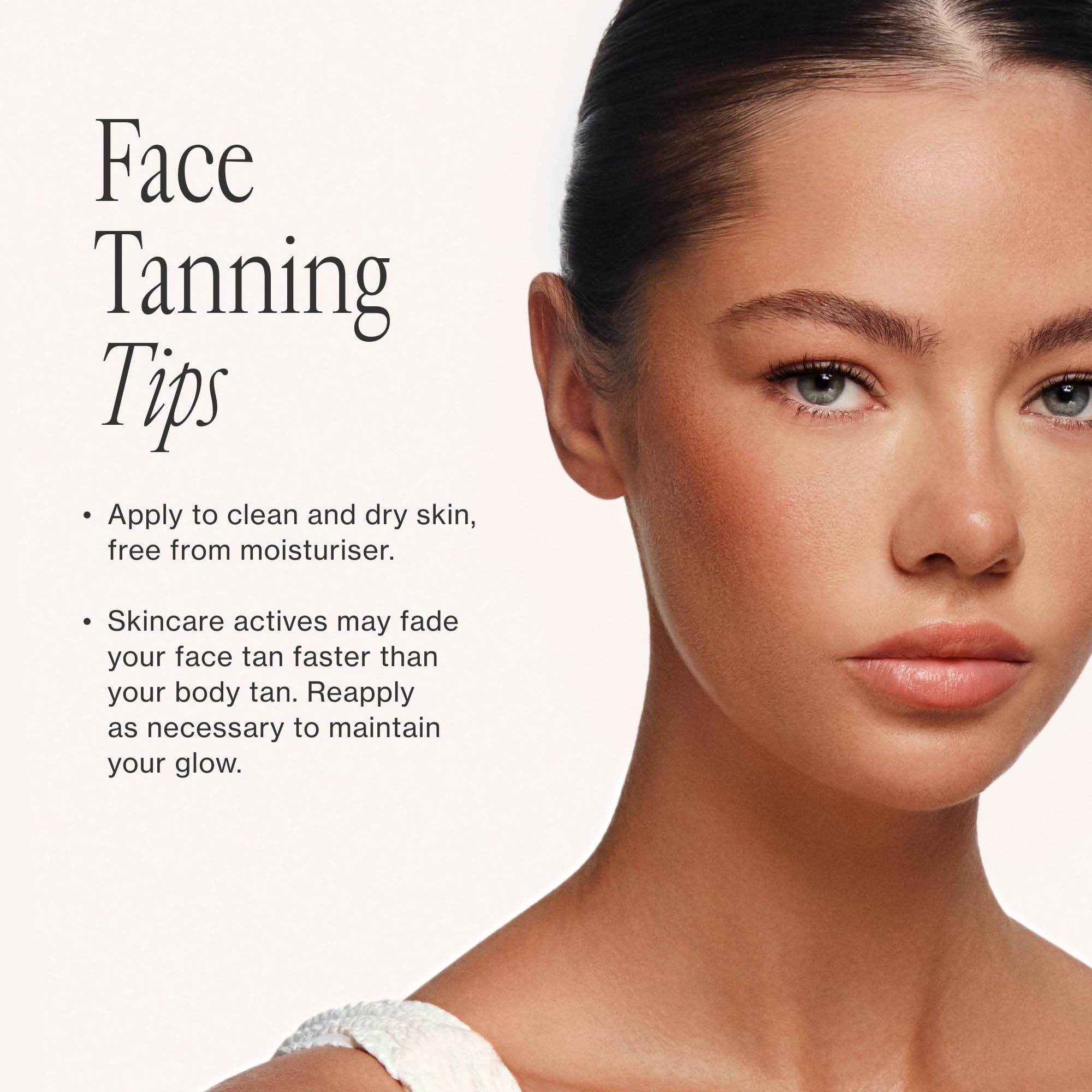 Loving Tan before and after face comparison demonstrating natural-looking gradual tan