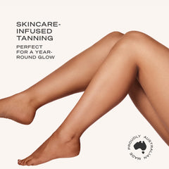 Loving Tan applied with tanning mitt, demonstrates streak-free blending benefit