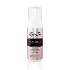 Loving Tan front packaging showing medium 4 fl oz bottle and branding benefit quick results