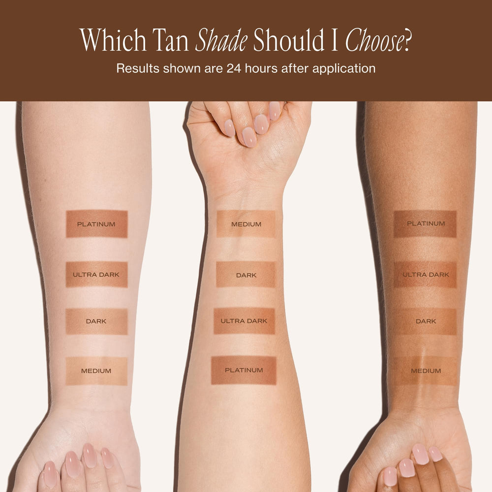 Loving Tan rinsing off colour guide in shower showing two-hour quick-develop benefit