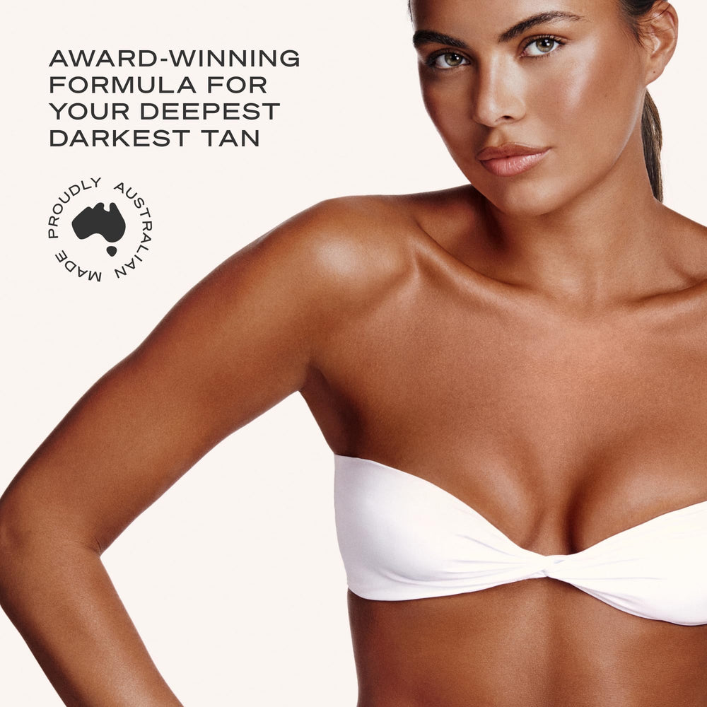 Loving Tan before and after arm showing deep natural-looking bronze
