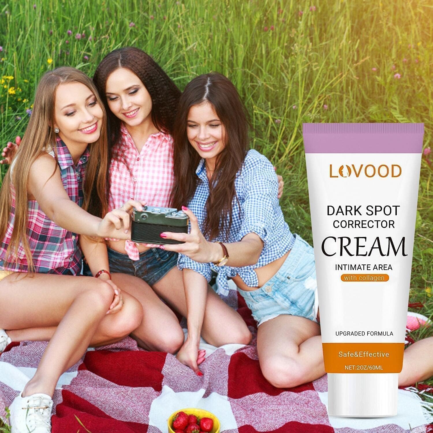 LOVOOD in beach setting with sleeveless outfit for confidence-ready skin