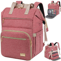 LTINVECK front view of pink organizer backpack showing durable design and easy access