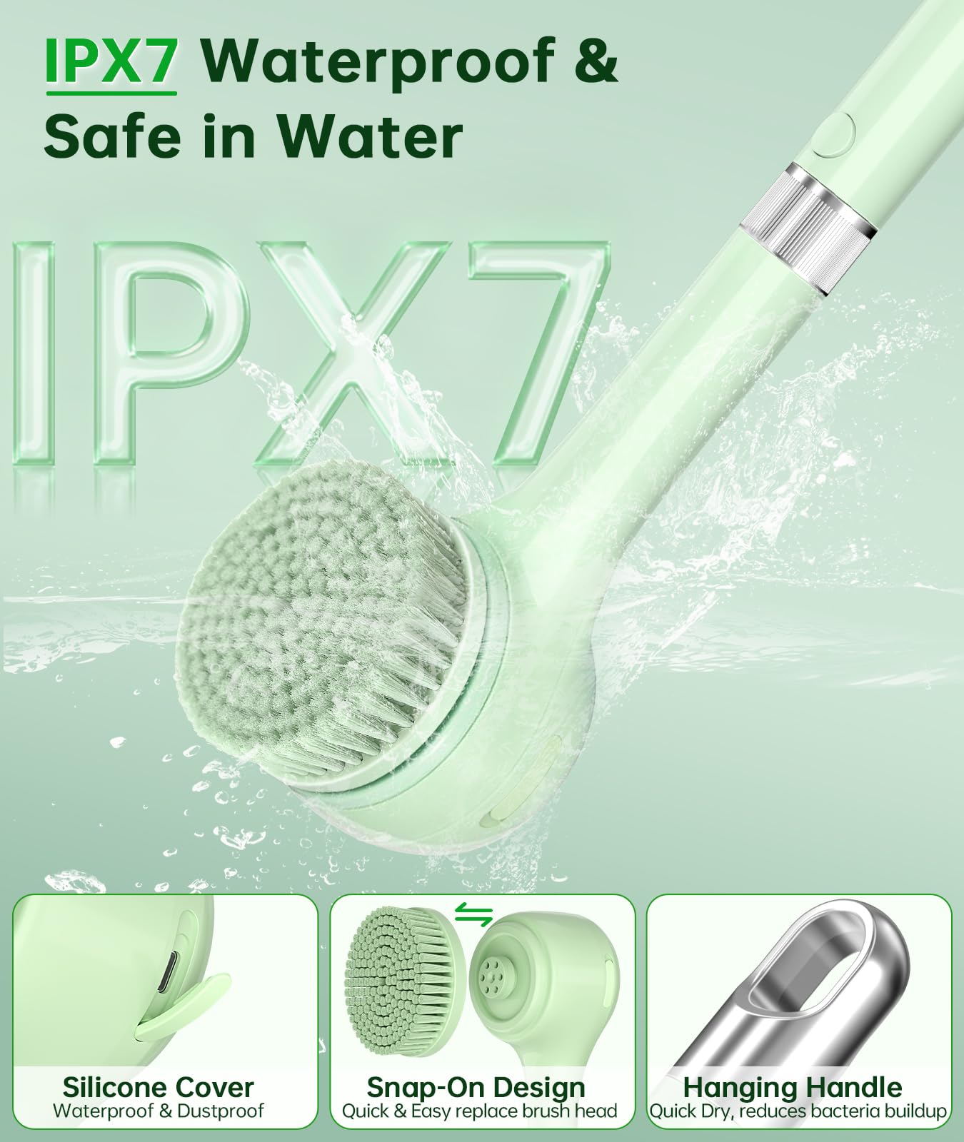 LUBEJR in-shower use demonstrating safe waterproof cleaning convenience