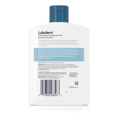 Lubriderm in bathroom lifestyle scene showing convenient daily use and travel-ready size