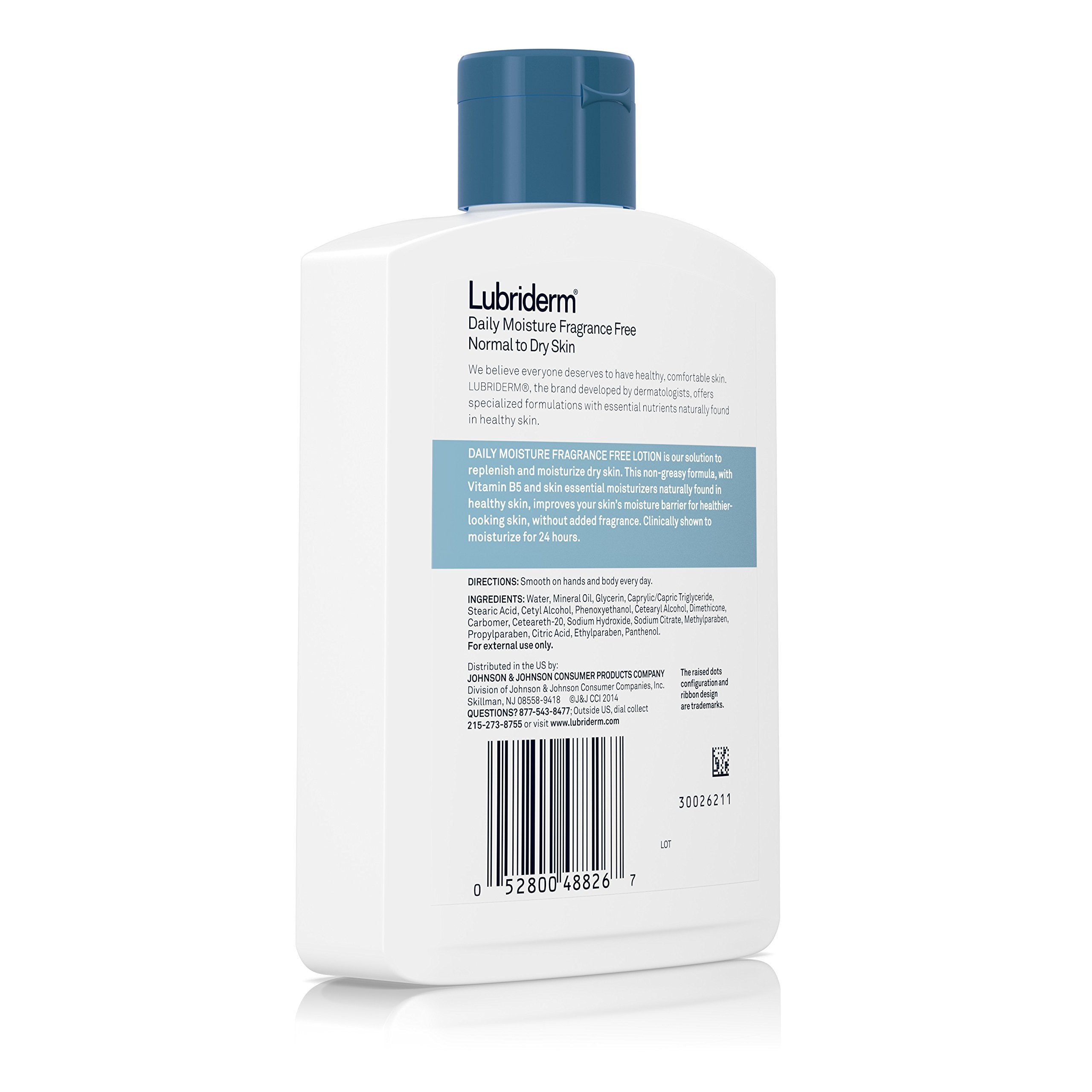 Lubriderm lotion texture on hand demonstrating fast absorption and non-greasy finish