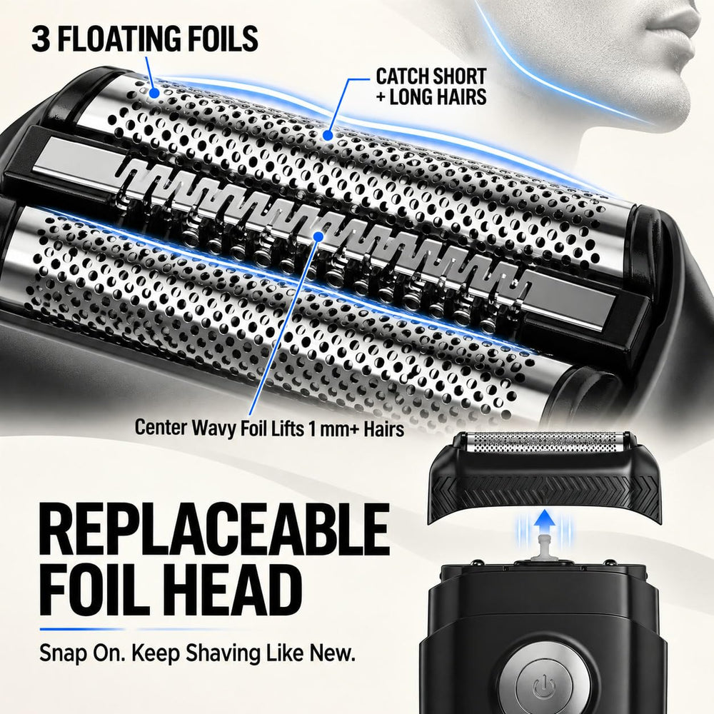 LUCESPERA shaver held in hand to show pocket-size convenience and portability