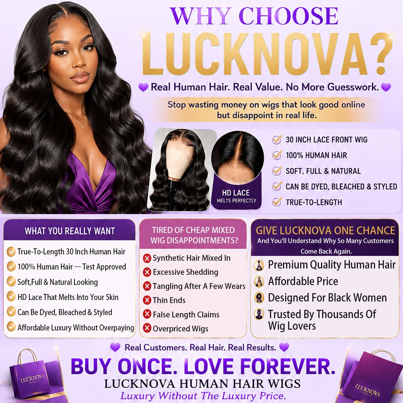 LUCKNOVA side profile showing wave flow and bounce for fuller silhouette benefit