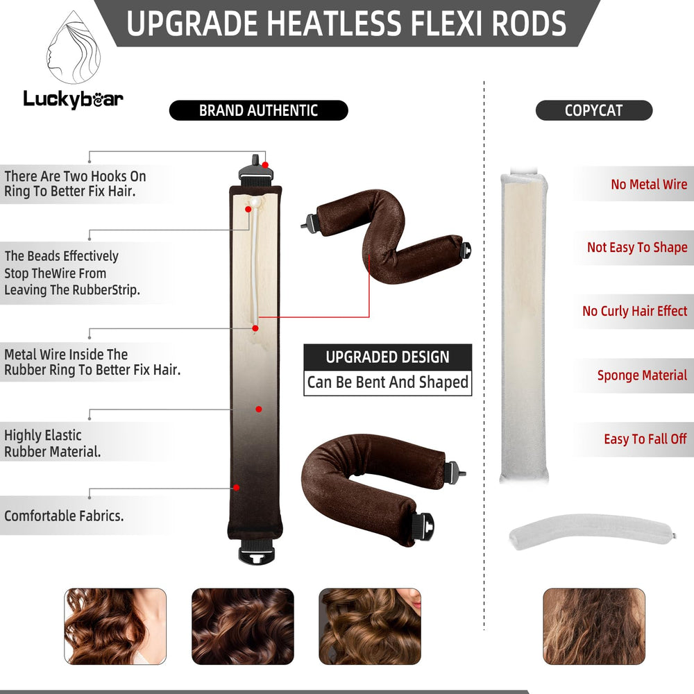 luckybear flexi rod bend and hook detail secures hair without pins for comfortable wear