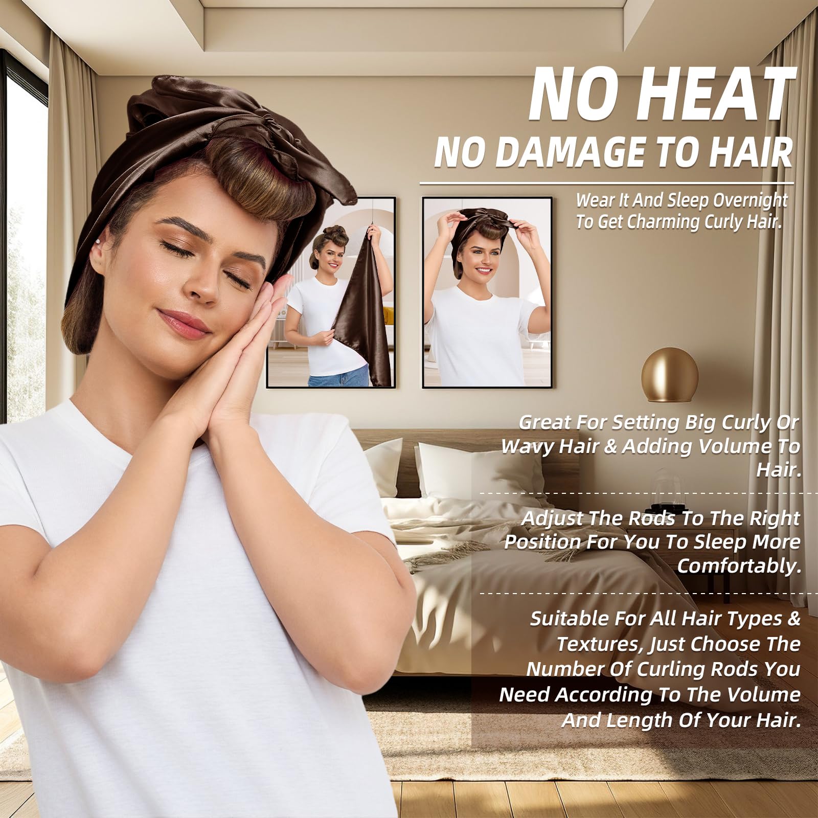 luckybear velvet-satin texture close-up reduces friction and protects hair during sleep