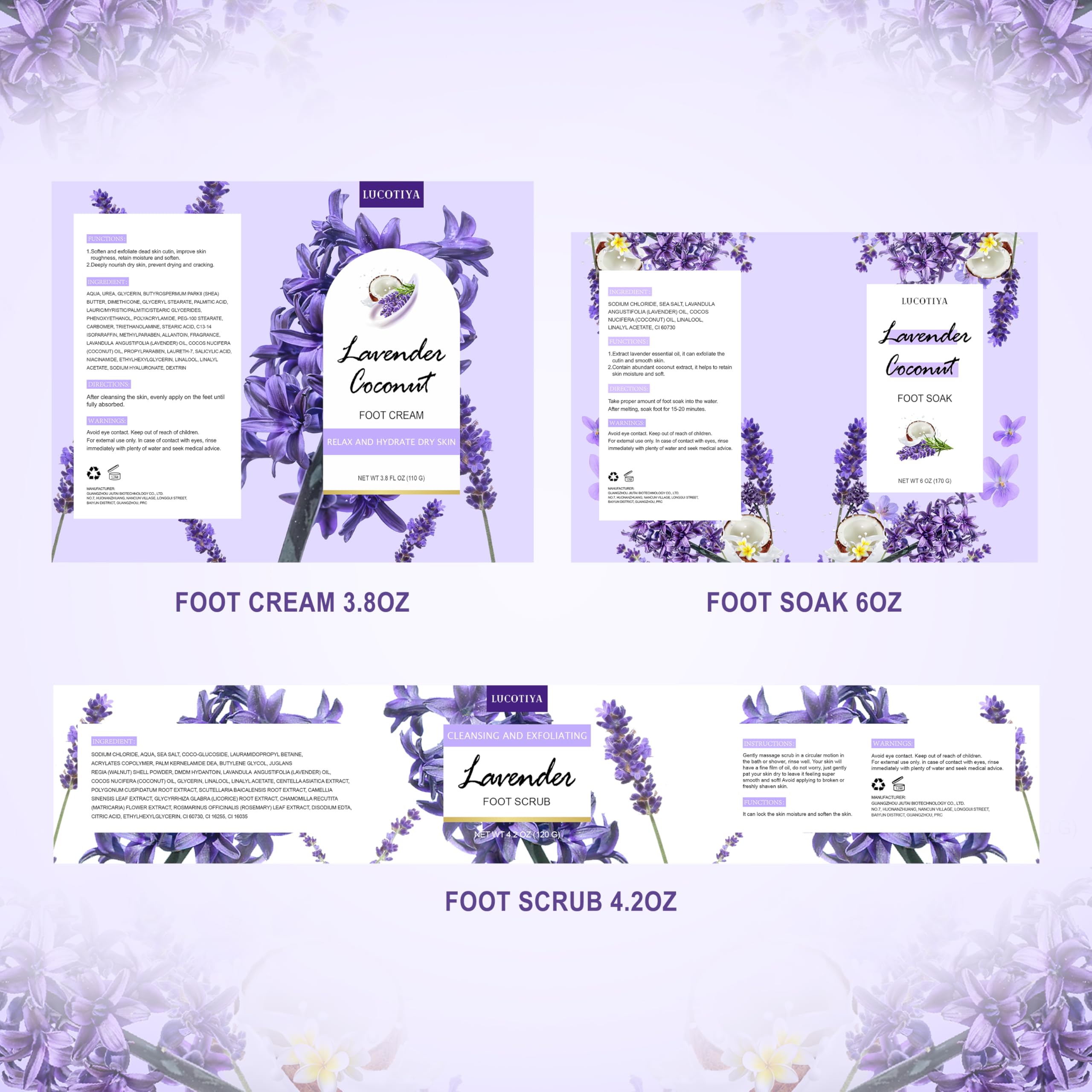 LUCOTIYA full kit contents laid out on towel conveying complete foot care
