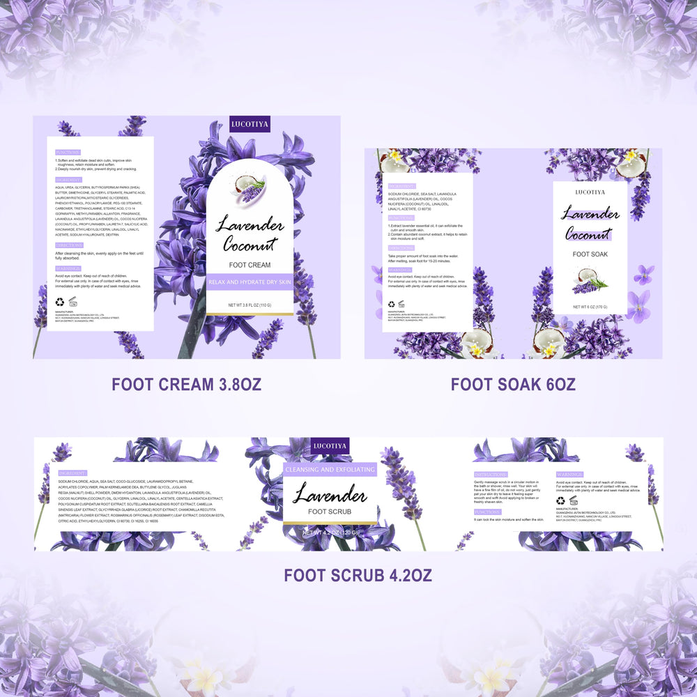 LUCOTIYA full kit contents laid out on towel conveying complete foot care