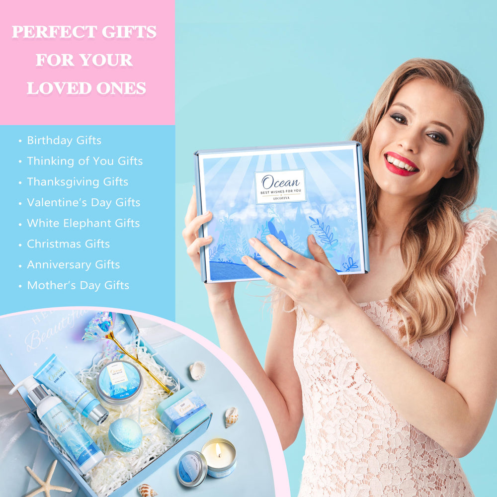 LUCOTIYA gift set styled on bathroom shelf suggesting effortless self-care