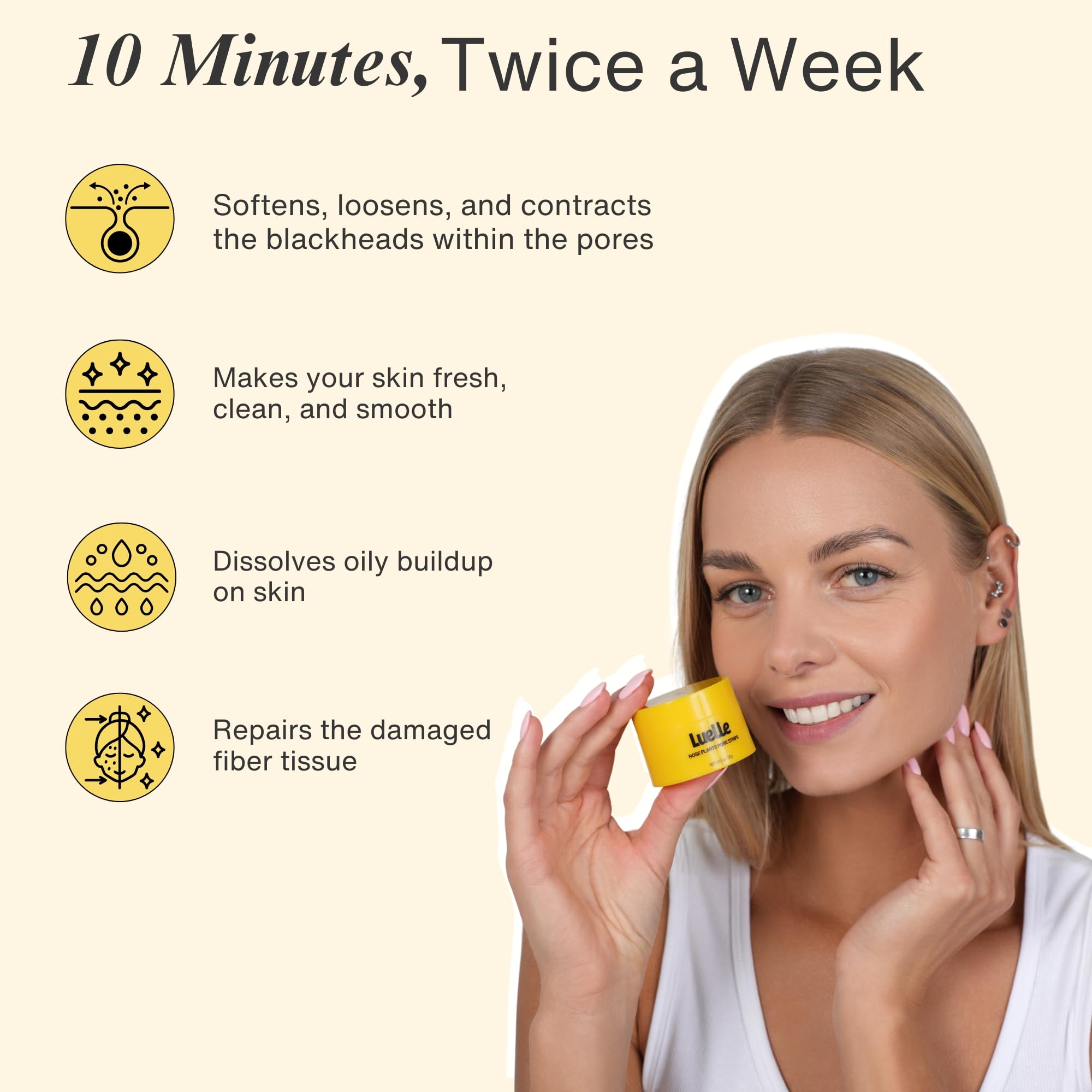 Luelle product next to a coin for scale showing compact 100-piece supply