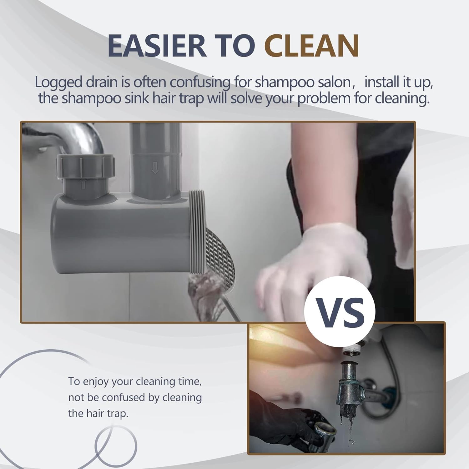 LukLoy trap capturing hair demonstration to show reduced drain clogs benefit