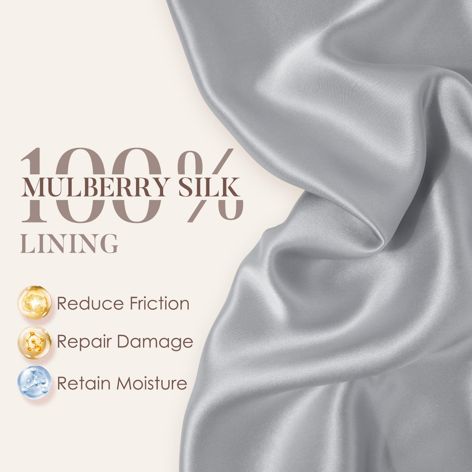 close-up of LULUSILK silk texture highlighting smooth fibers and anti-frizz benefit