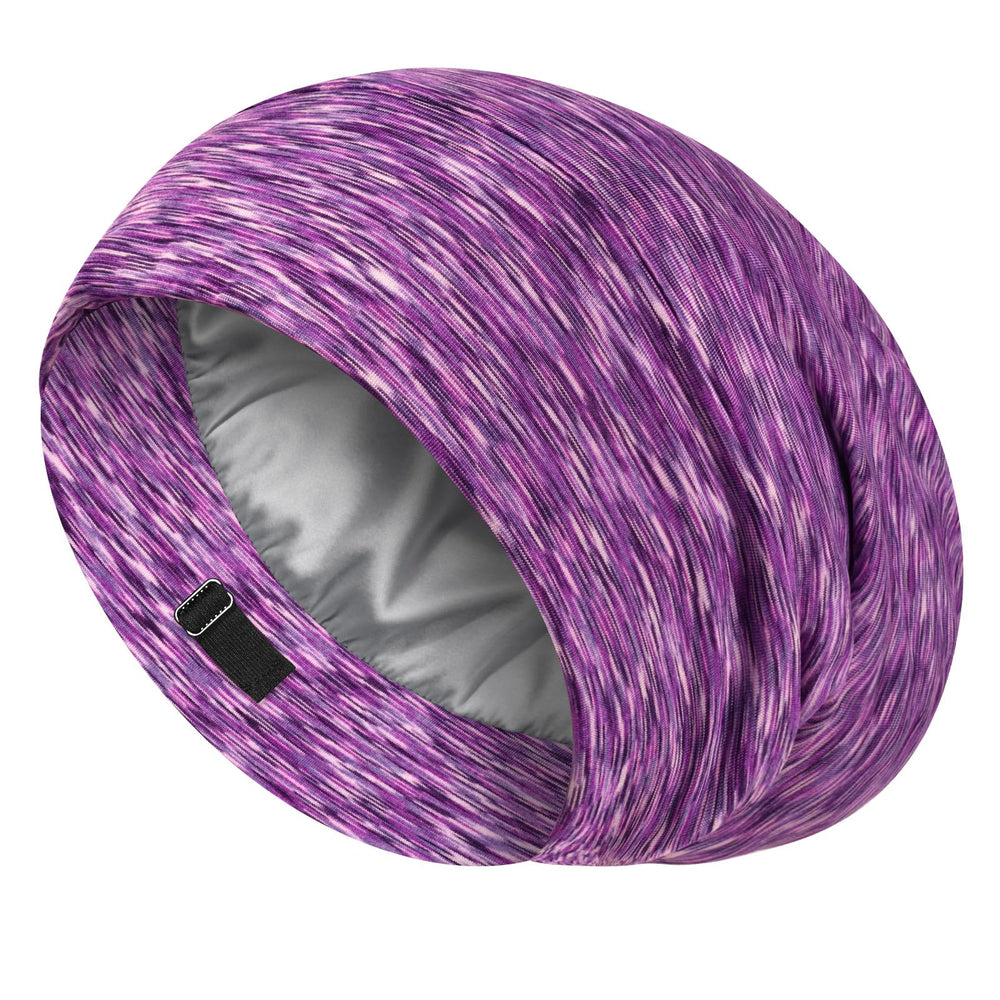LULUSILK bonnet front view showing smooth silk finish and purple color, protective benefit